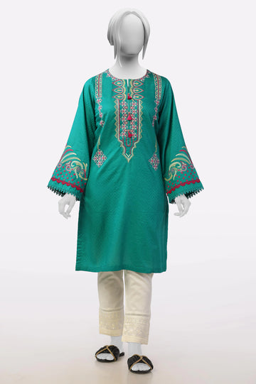 Green Embroidered Kurti From Sohaye By Diners