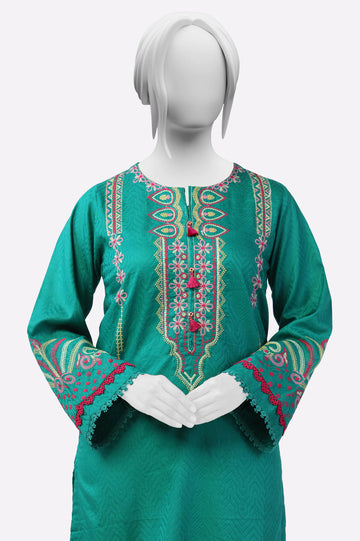Green Embroidered Kurti From Sohaye By Diners