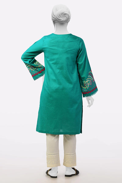 Green Embroidered Kurti From Sohaye By Diners