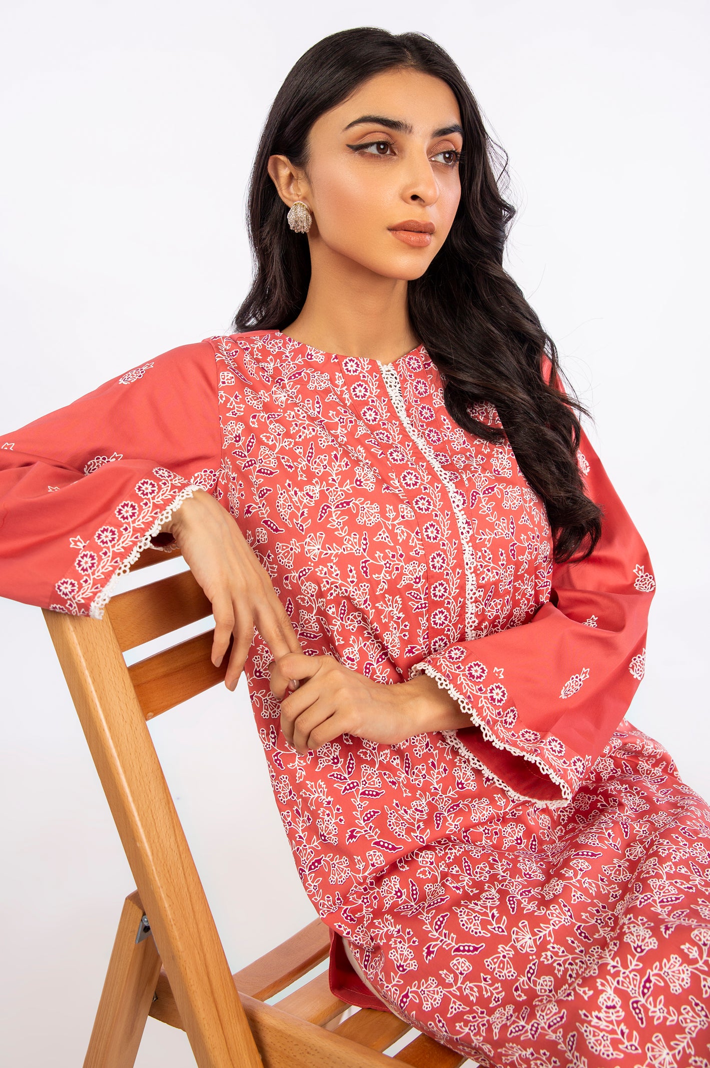 Peach Printed Kurti From Diners