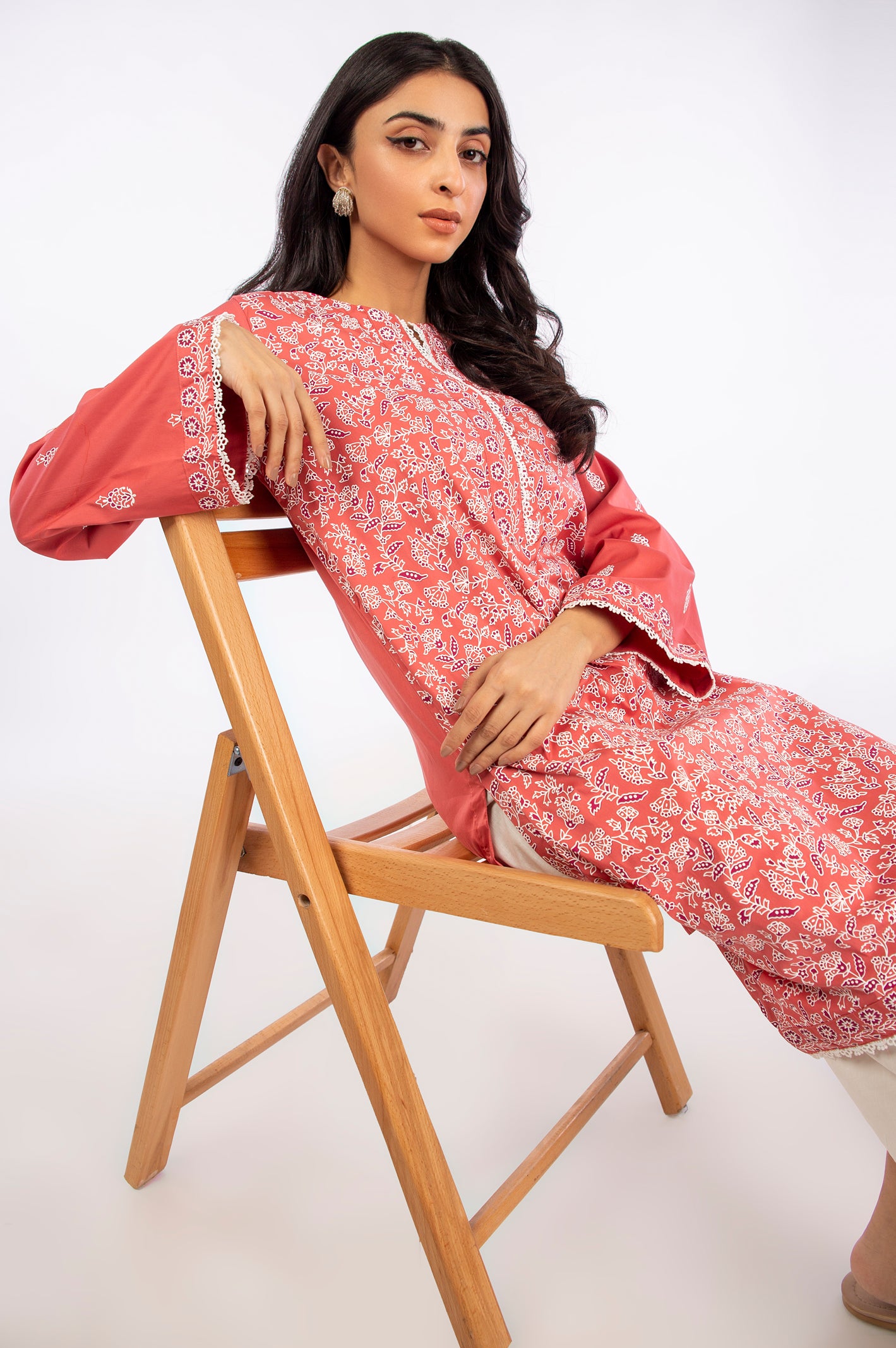 Peach Printed Kurti From Diners