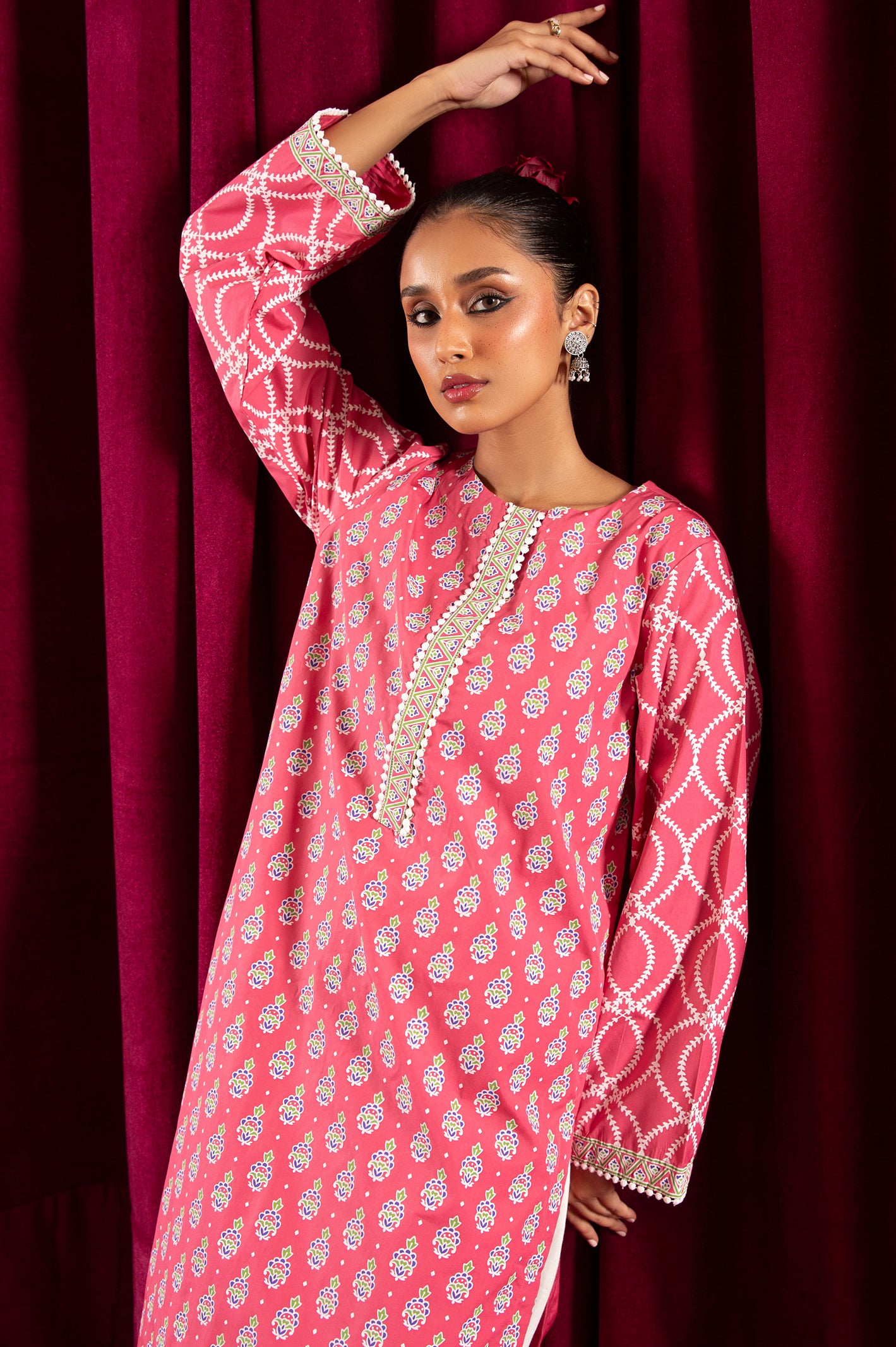 Jacquard Solid Kurti From Diners