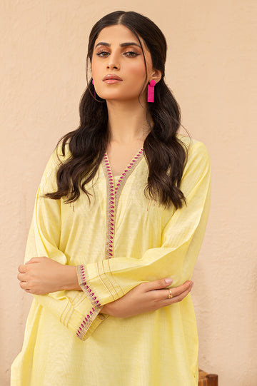 Yellow Solid Kurti From Diners