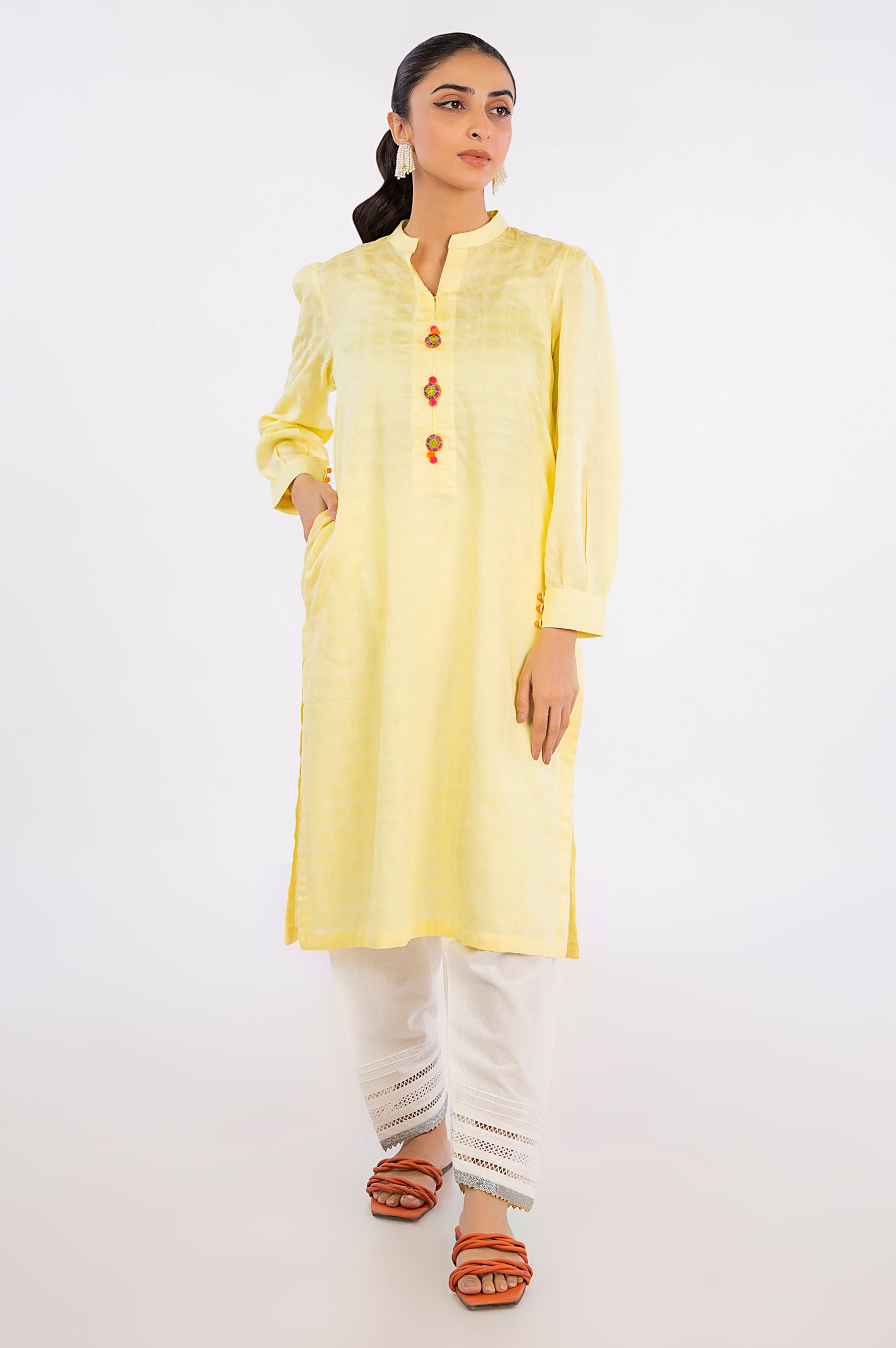 Yellow Solid Kurti From Diners