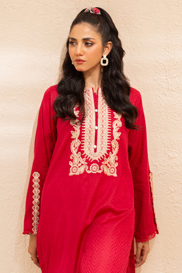 Red Embroidered Kurti From Diners