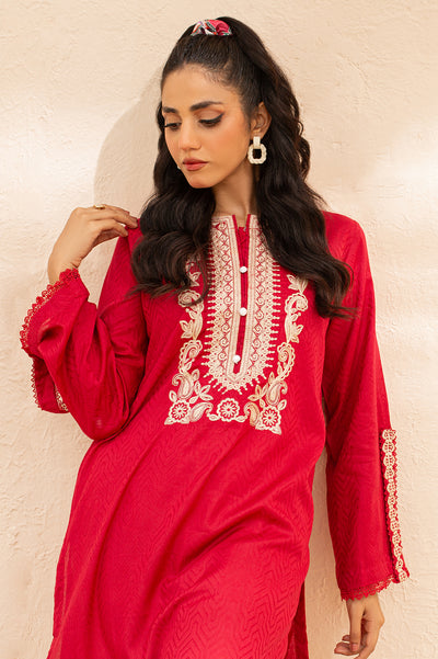 Red Embroidered Kurti From Diners