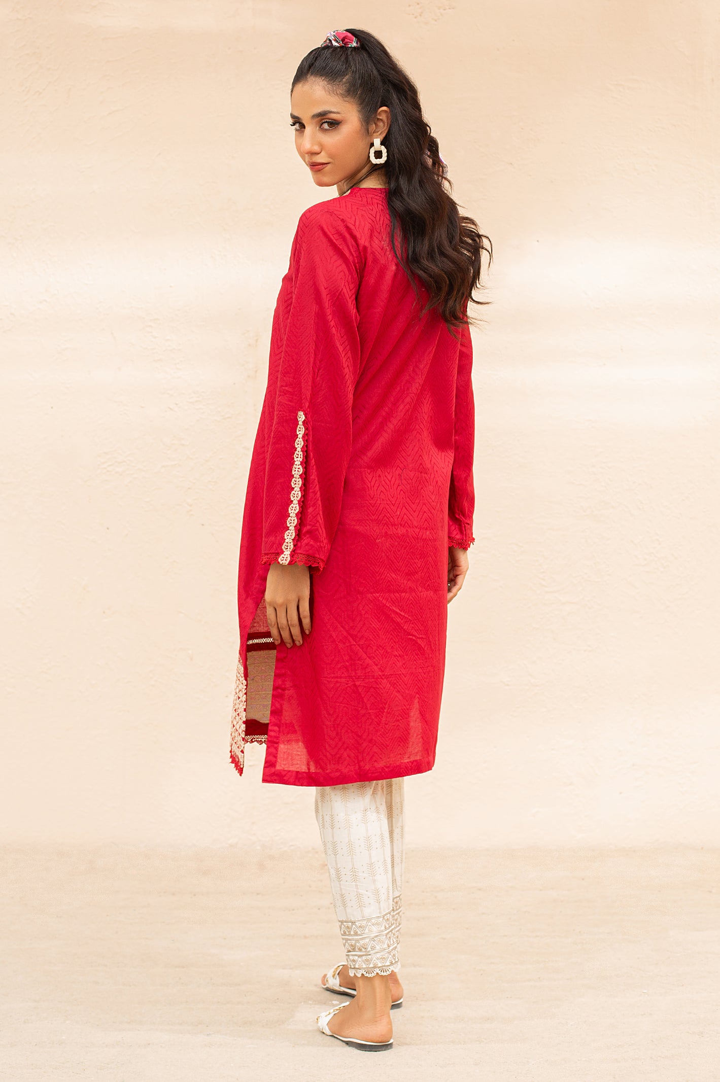 Red Embroidered Kurti From Diners