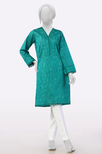 Green Embroidered Kurti From Sohaye By Diners