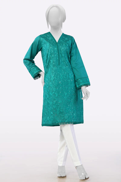 Green Embroidered Kurti From Sohaye By Diners