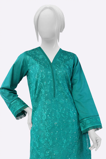 Green Embroidered Kurti From Sohaye By Diners