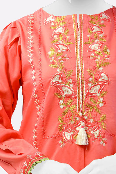 Peach Embroidered Kurti From Sohaye By Diners