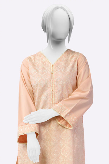 Light Pink Embroidered Kurti From Sohaye By Diners