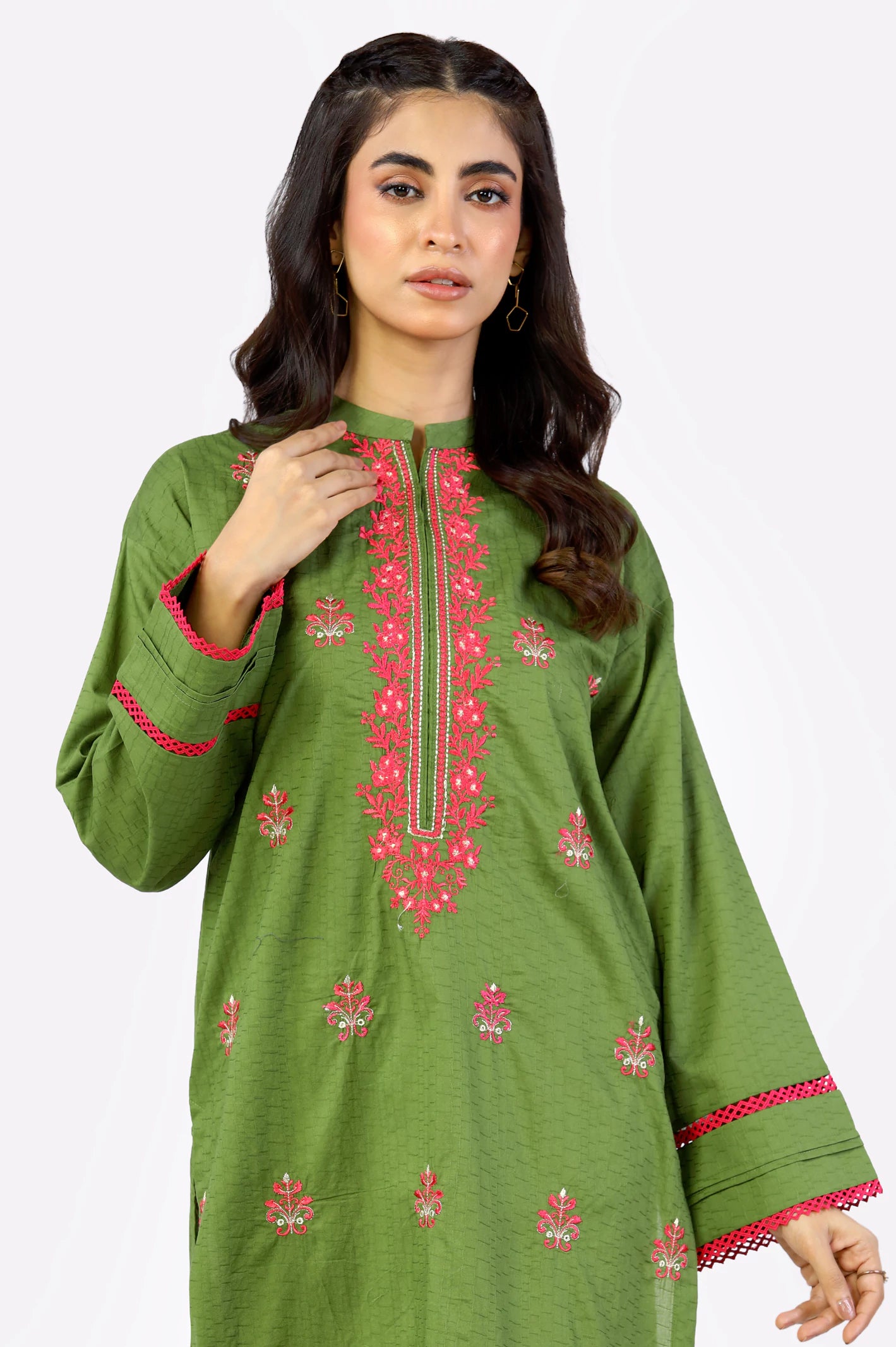 Jacquard Embroidered Kurti From Diners