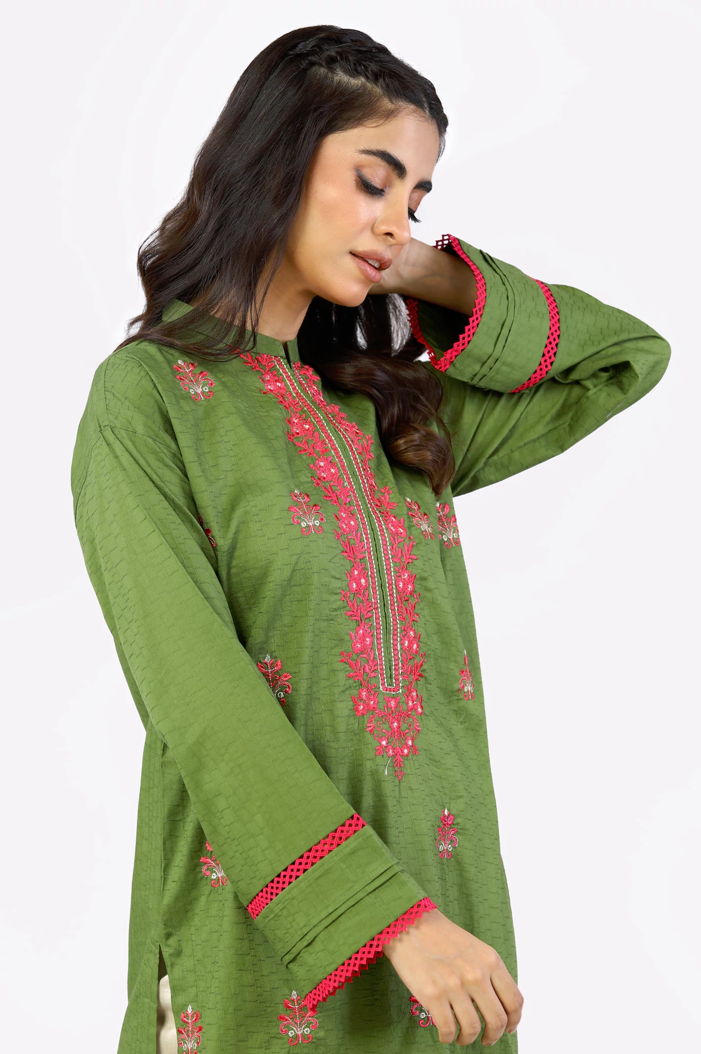 Jacquard Embroidered Kurti From Diners