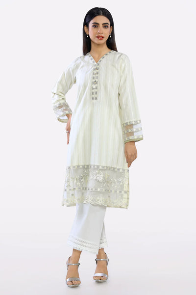 Cream Ready To Wear Embroidered Kurti