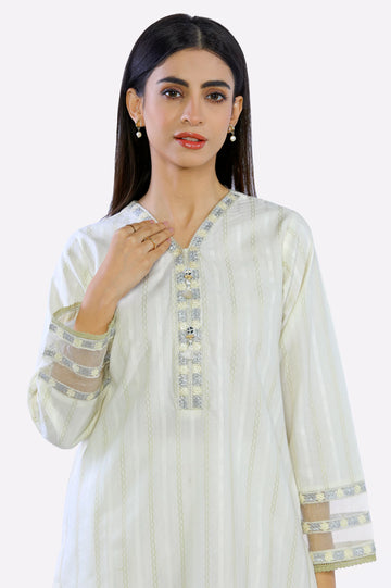 Cream Embroidered Kurti From Sohaye By Diners