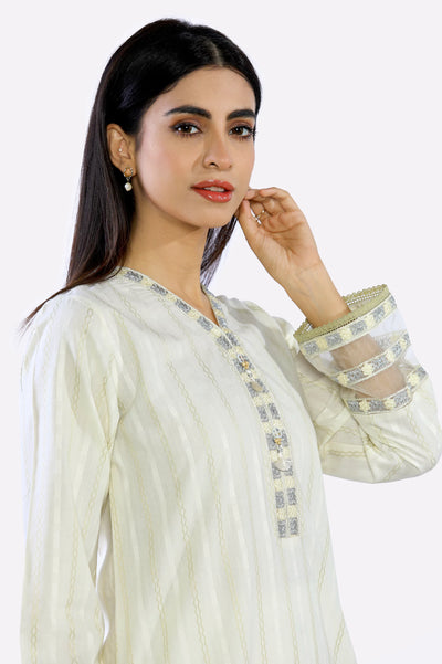 Cream Embroidered Kurti From Sohaye By Diners