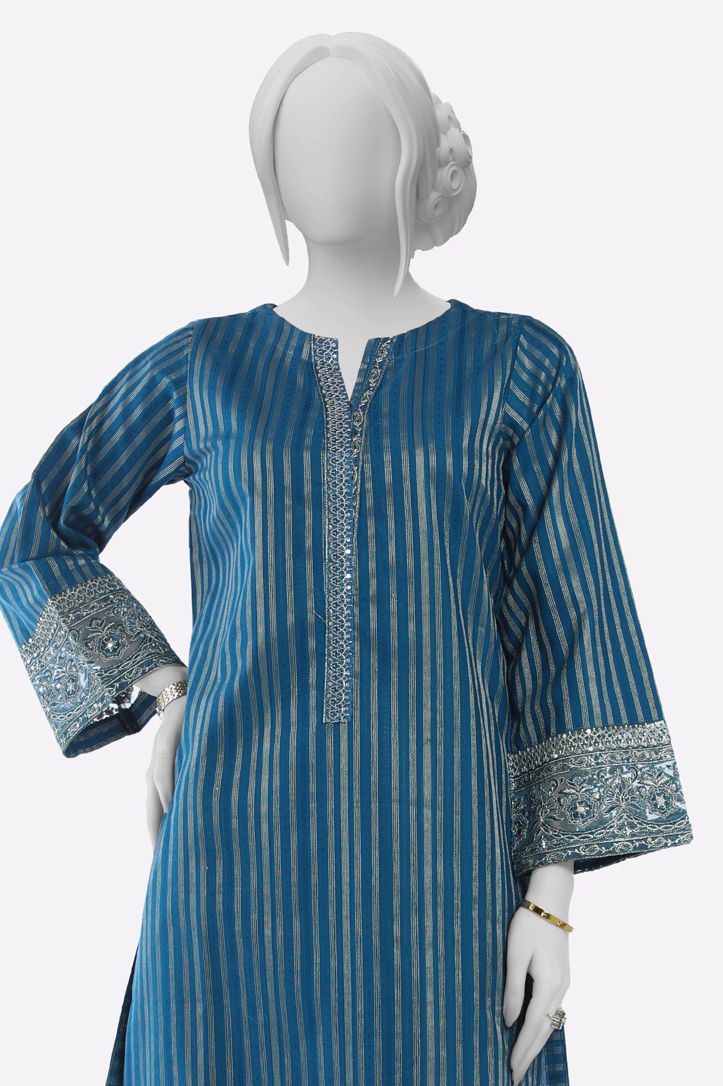 Teal Blue Embroidered Kurti From Sohaye By Diners