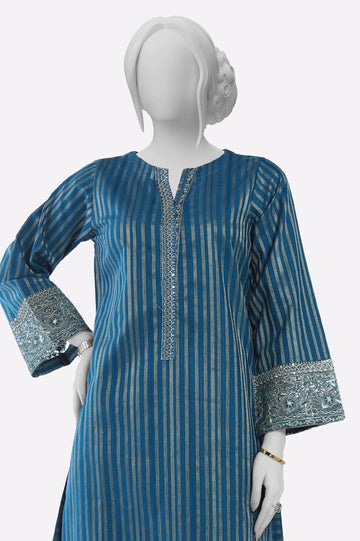 Teal Blue Embroidered Kurti From Sohaye By Diners