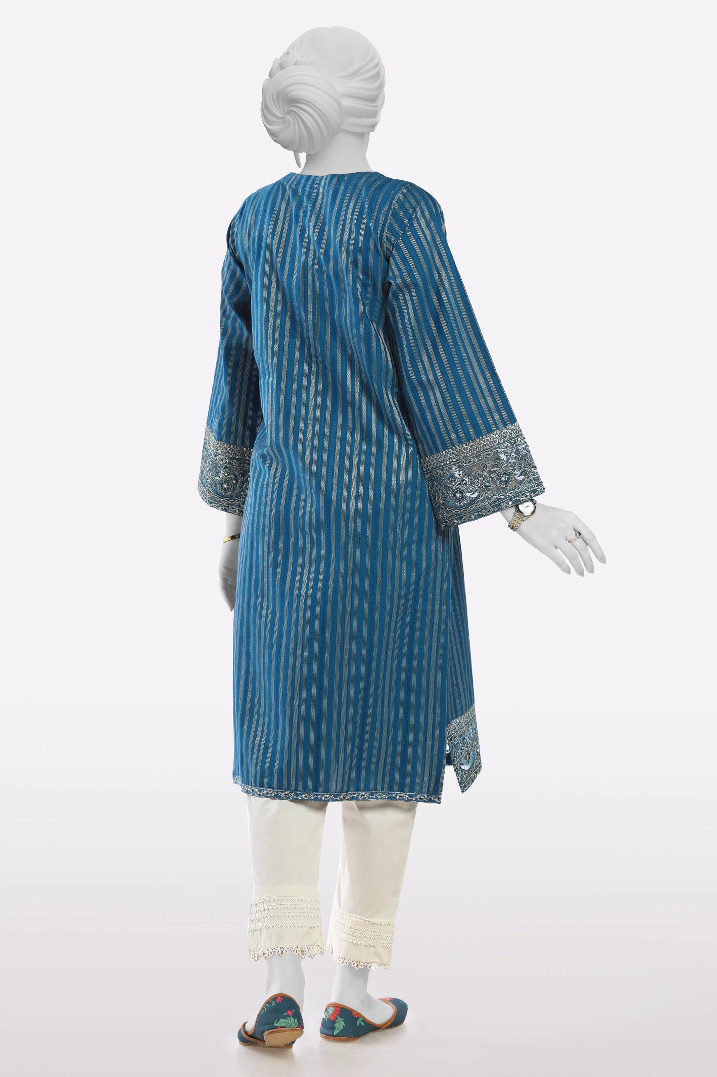 Teal Blue Embroidered Kurti From Sohaye By Diners