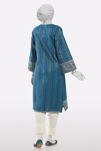 Teal Blue Embroidered Kurti From Sohaye By Diners