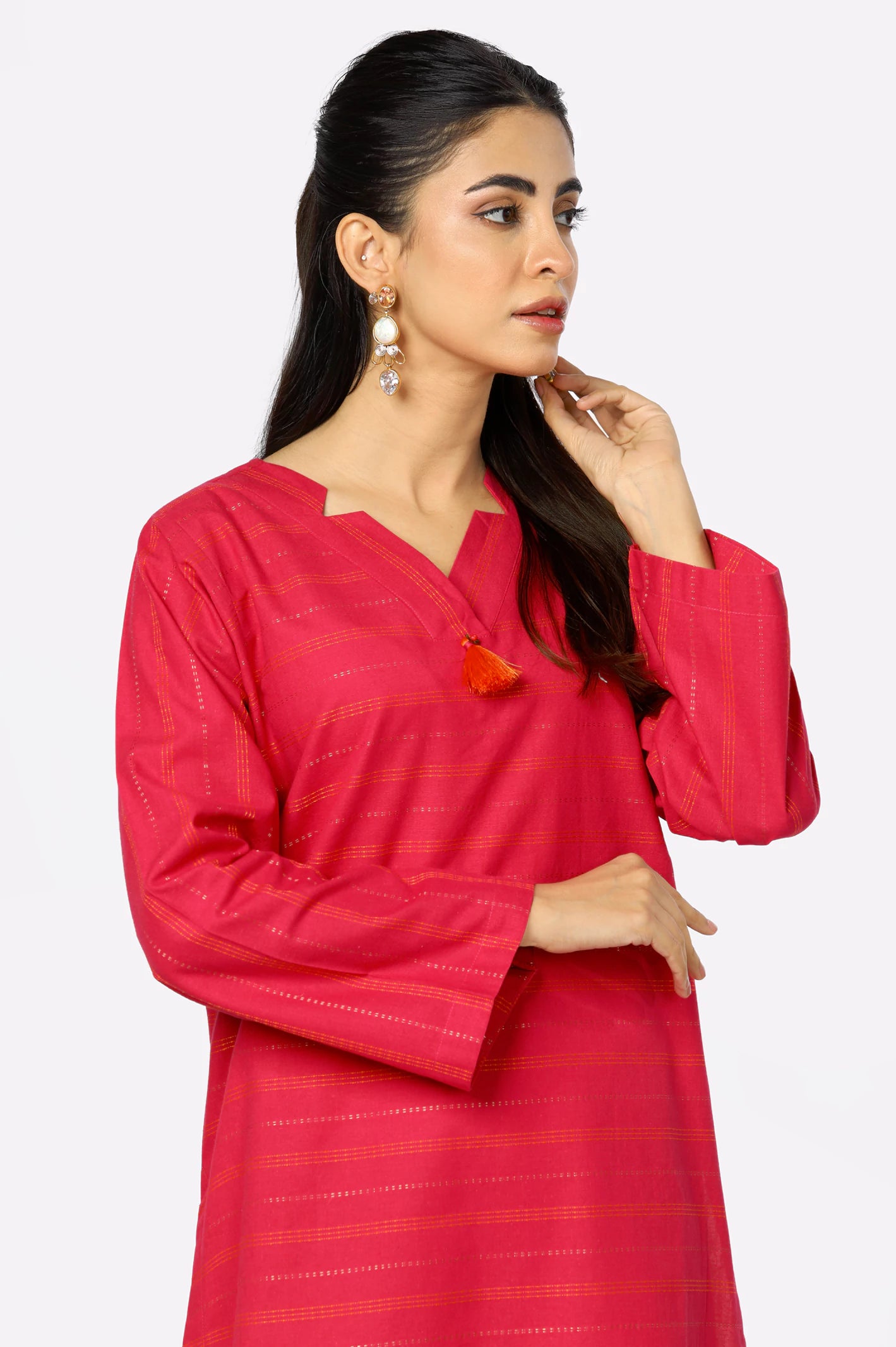 Pink Dobby Basic Kurti From Diners