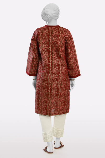 Maroon Block Printed Kurti From Sohaye By Diners
