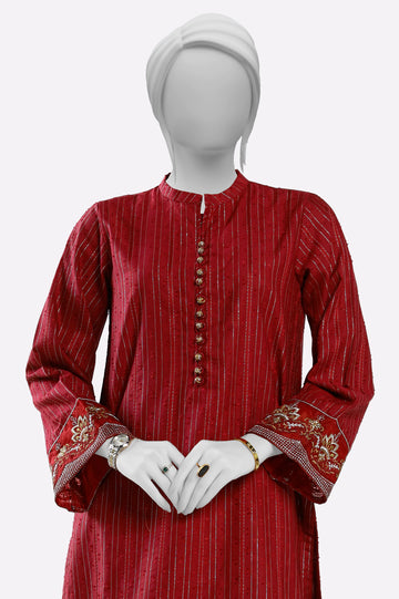 Maroon Embroidered Kurti From Sohaye By Diners