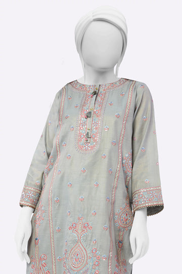 Blue Grey Embroidered Kurti From Sohaye By Diners
