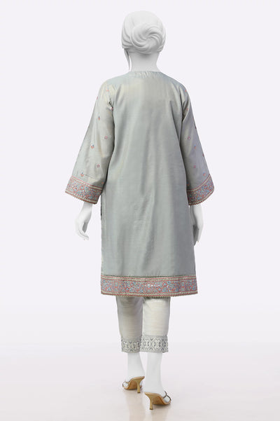 Blue Grey Embroidered Kurti From Sohaye By Diners