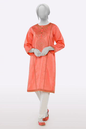 Peach Embroidered Kurti From Sohaye By Diners