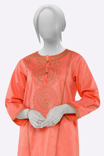 Peach Embroidered Kurti From Sohaye By Diners