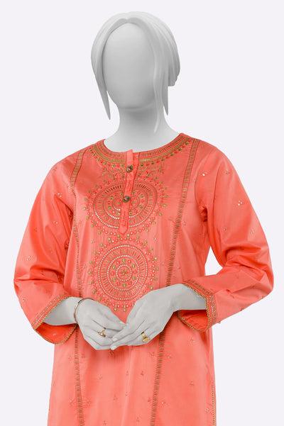 Peach Embroidered Kurti From Sohaye By Diners
