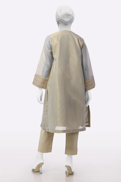 Thunder Grey Embroidered Kurti From Sohaye By Diners