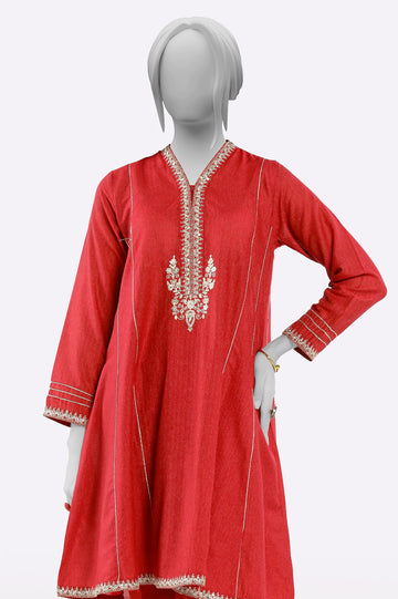 Red Embroidered Kurti From Sohaye By Diners