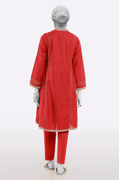 Red Embroidered Kurti From Sohaye By Diners