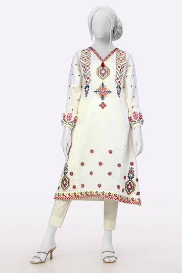 White Embroidered Kurti From Sohaye By Diners