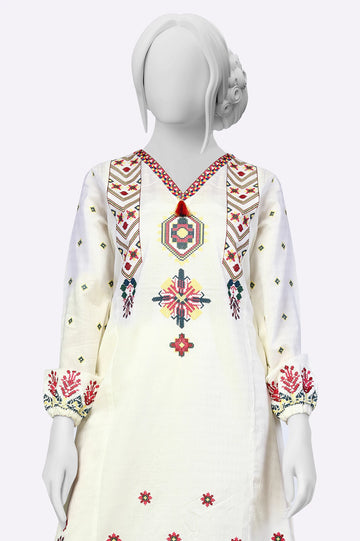 White Embroidered Kurti From Sohaye By Diners
