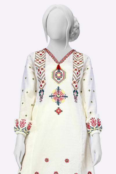 White Embroidered Kurti From Sohaye By Diners