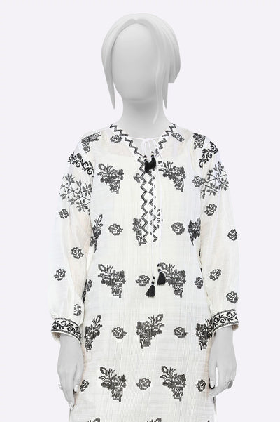 White Embroidered Kurti From Sohaye By Diners