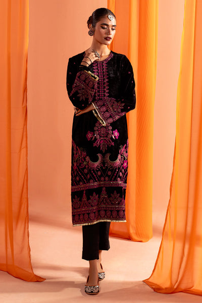 Black Embroidered Kurti From Sohaye By Diners