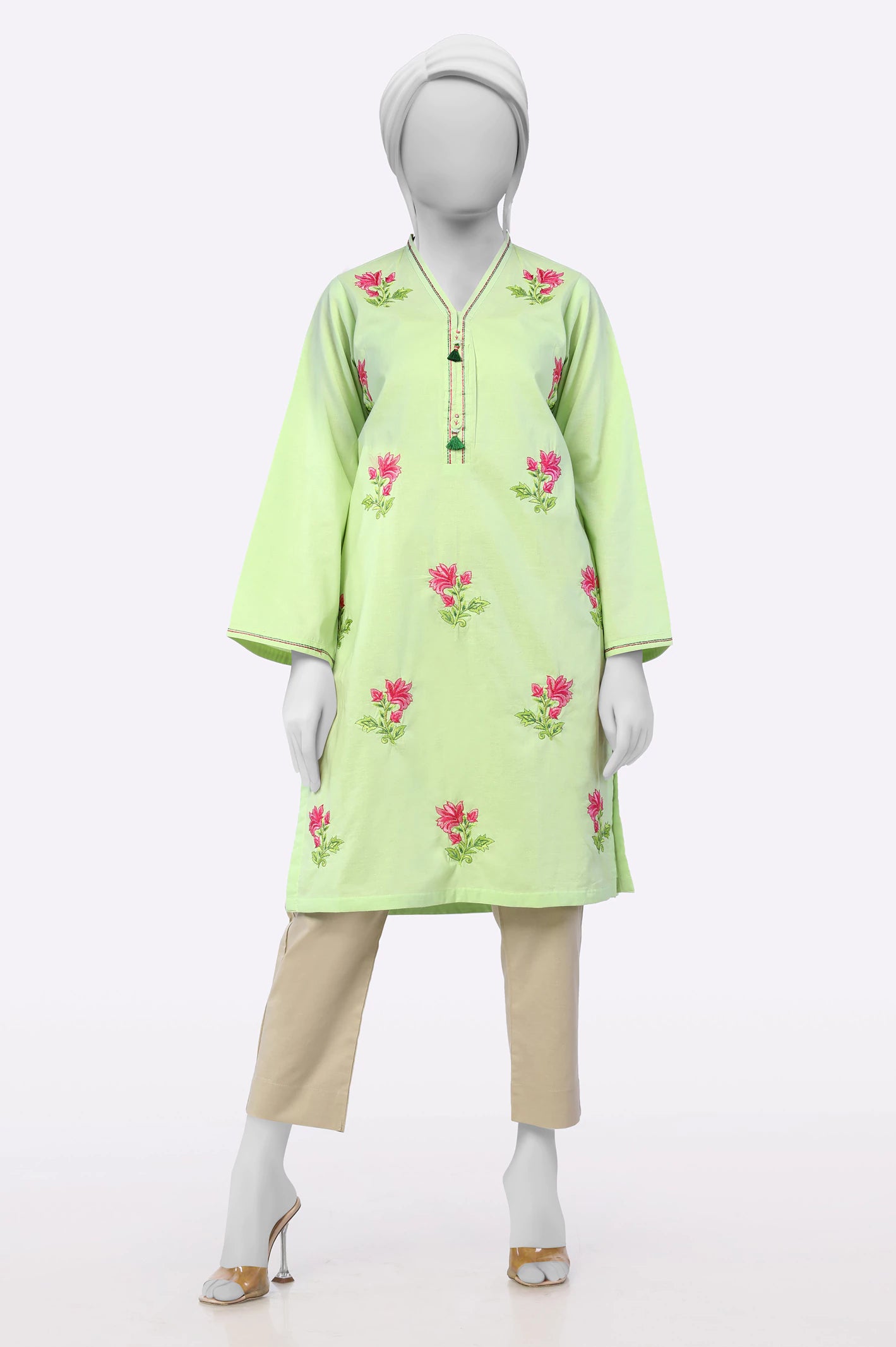 Green Embroidered Kurti From Sohaye By Diners