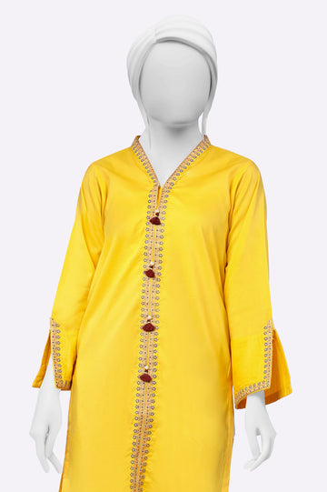 Yellow Embroidered Kurti From Sohaye By Diners