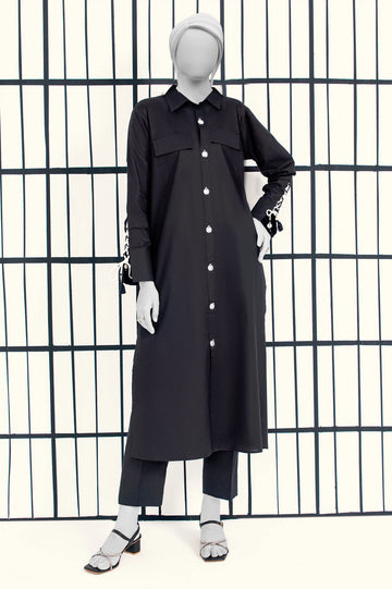 Black Stylised Kurti From Sohaye By Diners