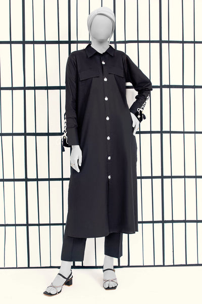 Black Stylised Kurti From Sohaye By Diners