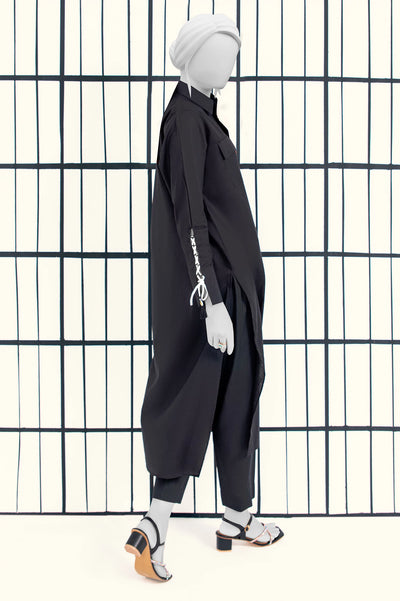 Black Stylised Kurti From Sohaye By Diners