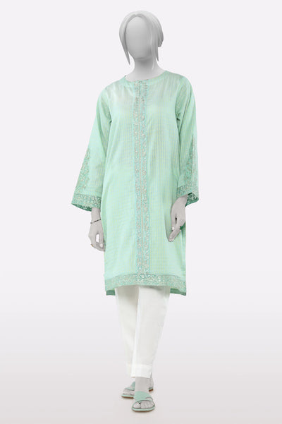 Sea Green Embroidered Kurti From Sohaye By Diners