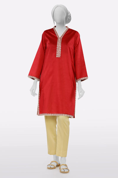 Red Embroidered Kurti From Sohaye By Diners