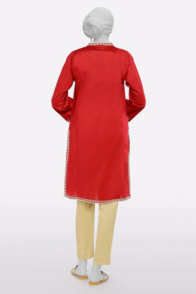 Red Embroidered Kurti From Sohaye By Diners