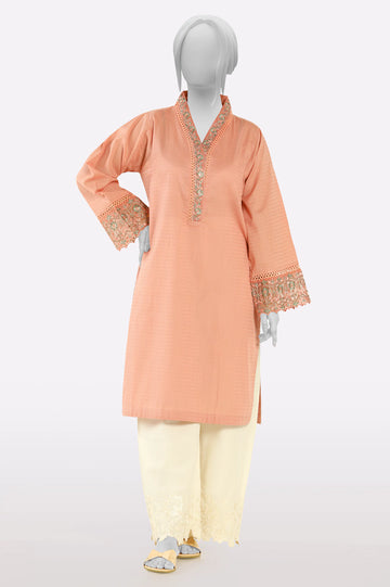 Peach Embroidered Kurti From Sohaye By Diners